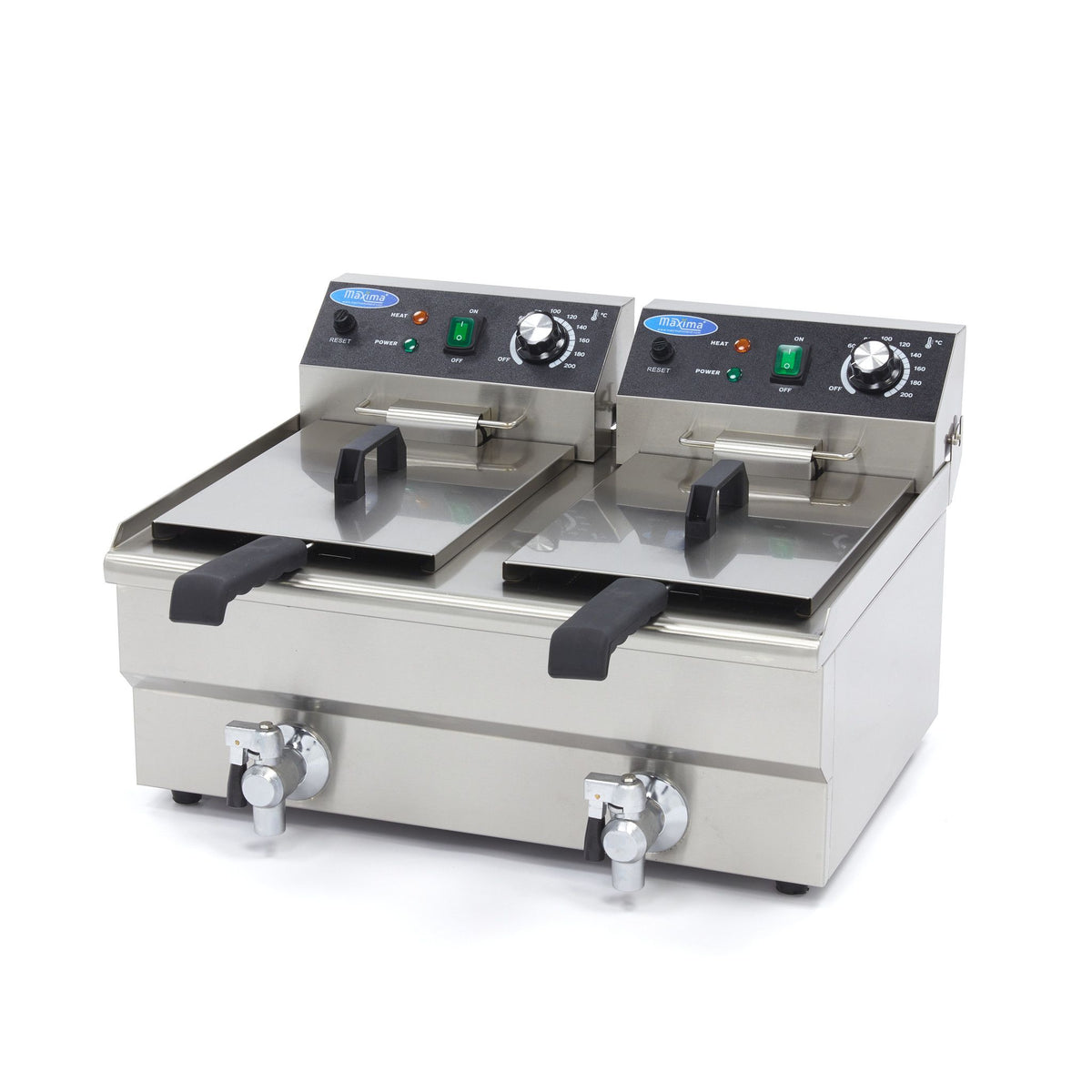 Friteuse - 2 x 10 L - 2 paniers - avec robinet de vidange – Maxima 09365229