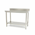 Table en acier inoxydable - 140 x 60 cm - hauteur réglable - avec dosseret et étagère de rangement – Maxima 09300986
