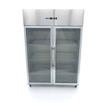 Réfrigérateur - 1200 L - 6 étagères réglables (2/1 GN) - acier inoxydable - avec porte en verre – Maxima 09400013