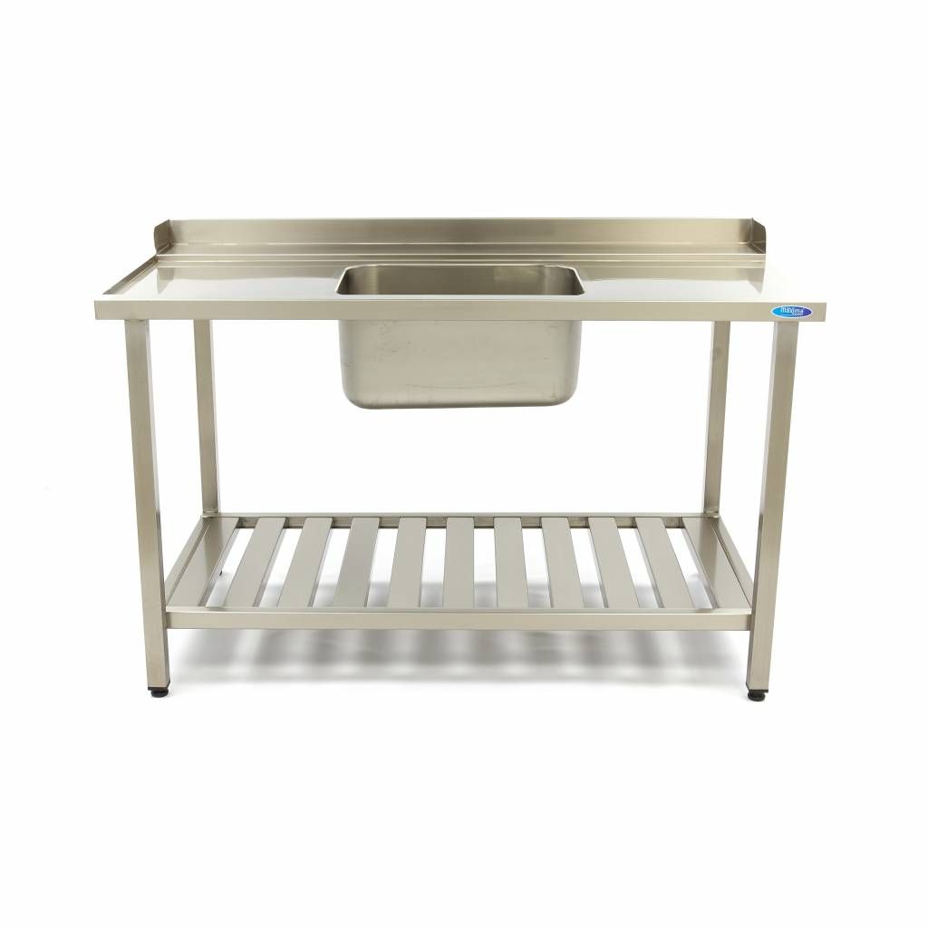 Table lave-vaisselle - 120 x 75 cm - gauche - avec évier et dosseret - incl étagère de rangement – Maxima 09201034