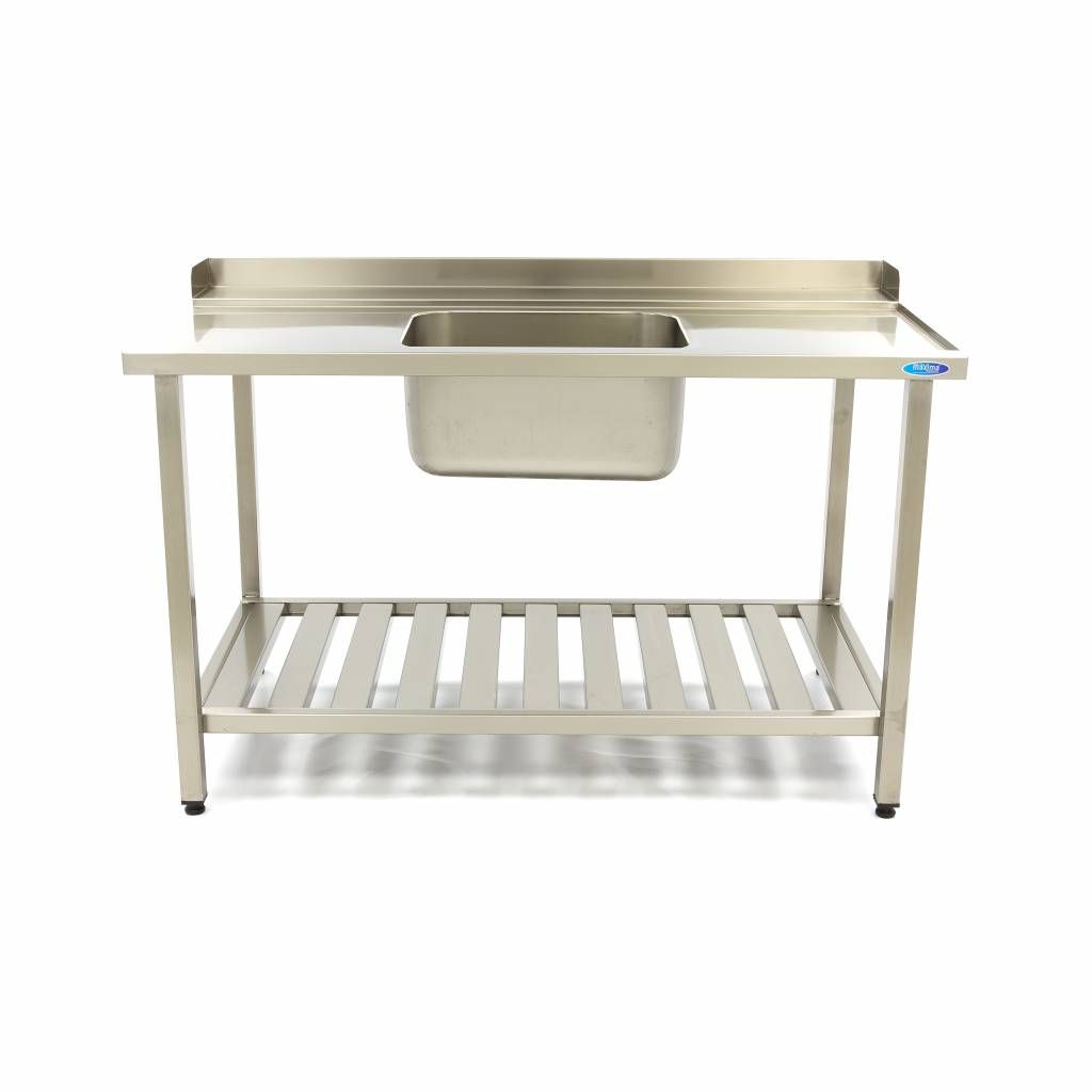 Table lave-vaisselle - 140 x 75 cm - droite - avec évier et dosseret - incl étagère de rangement – Maxima 09201040