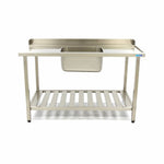 Table lave-vaisselle - 120 x 75 cm - droite - avec évier et dosseret - étagère de rangement incluse – Maxima 09201031