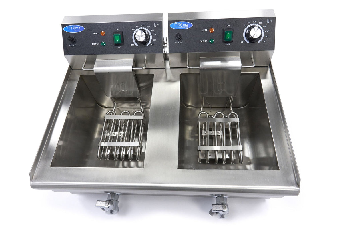 Friteuse - 2 x 13 L - 2 paniers - avec robinet de vidange – Maxima 09365231