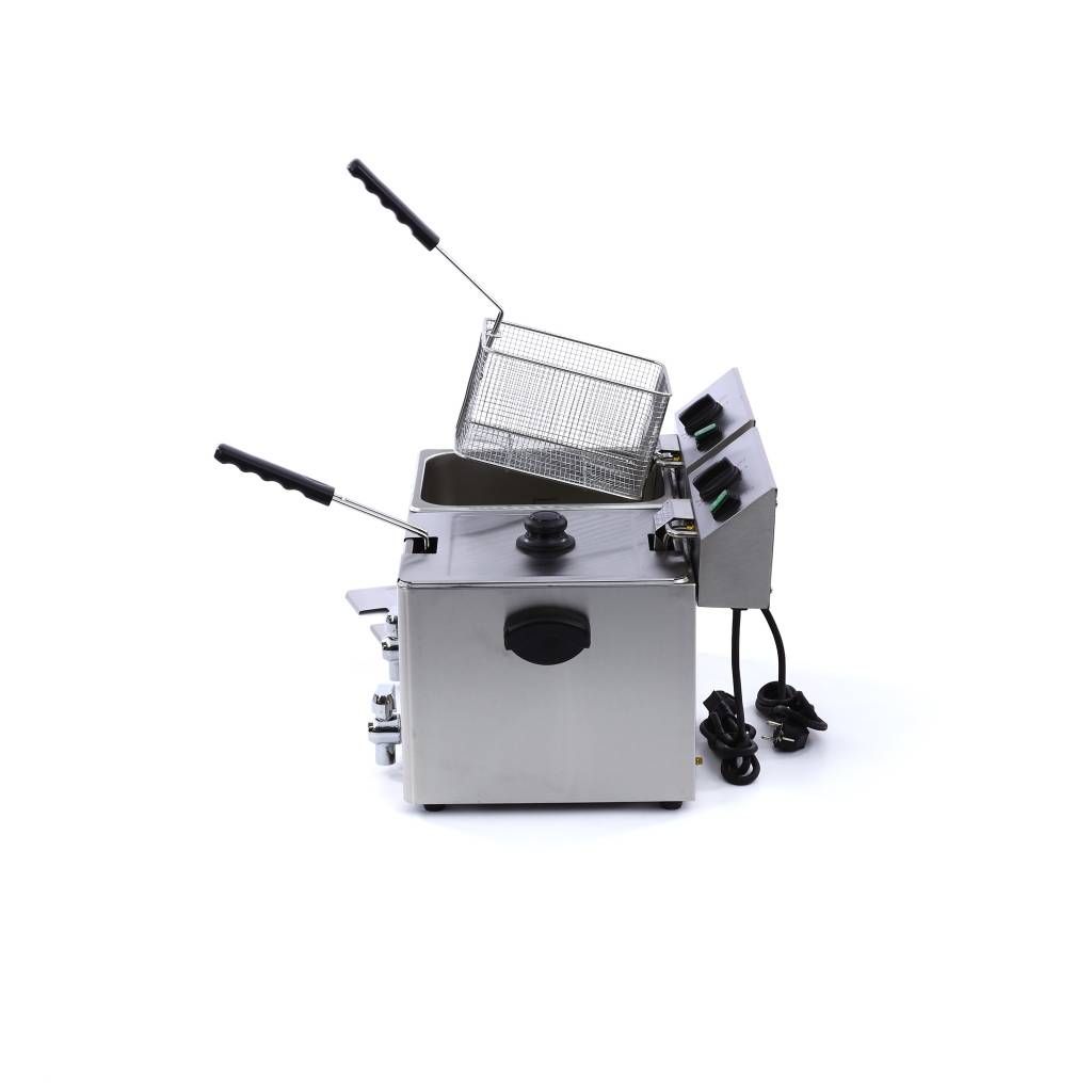 Friteuse - 2 x 8 L - 2 paniers - avec robinet de vidange – Maxima 09300416