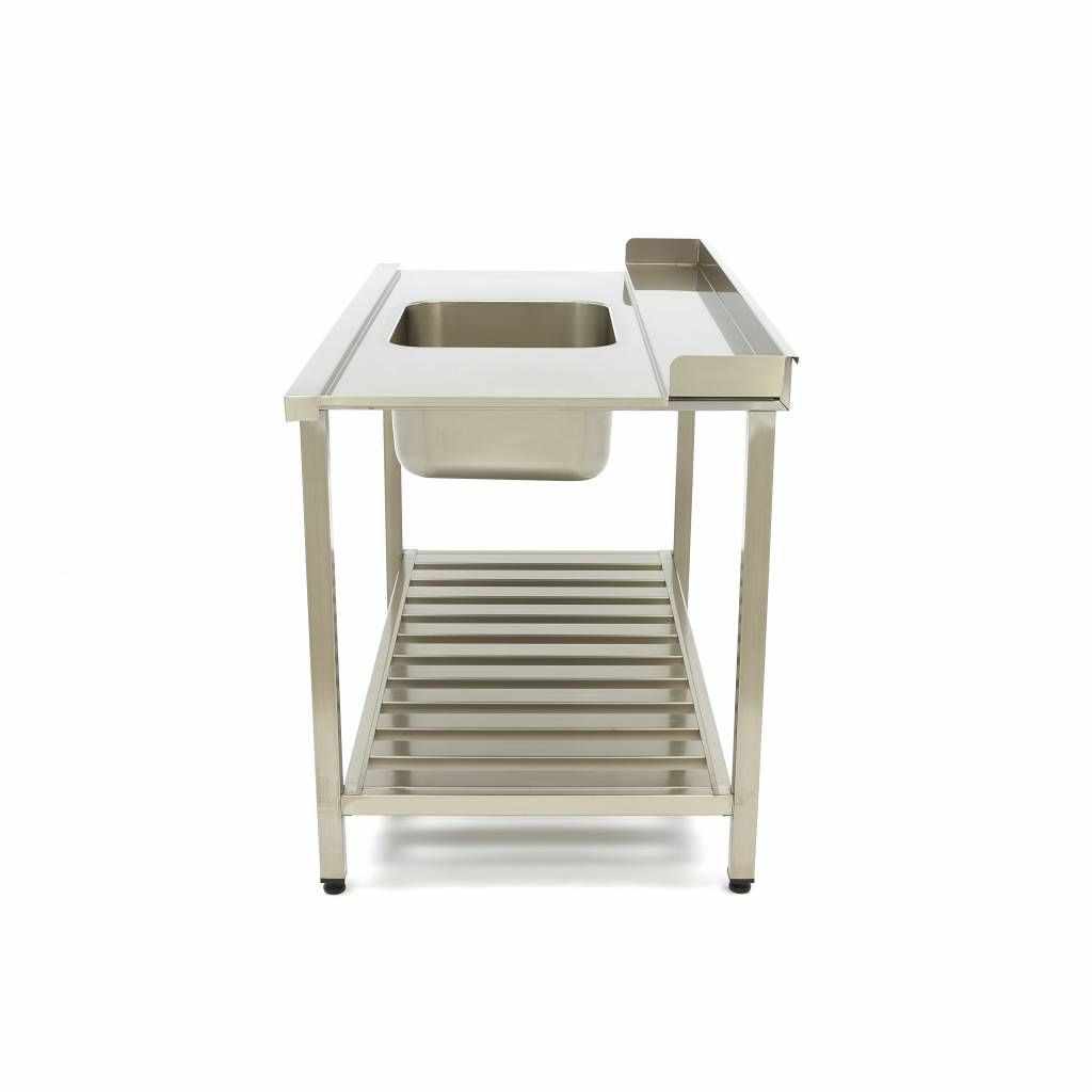 Table lave-vaisselle - 120 x 75 cm - droite - avec évier et dosseret - étagère de rangement incluse – Maxima 09201031