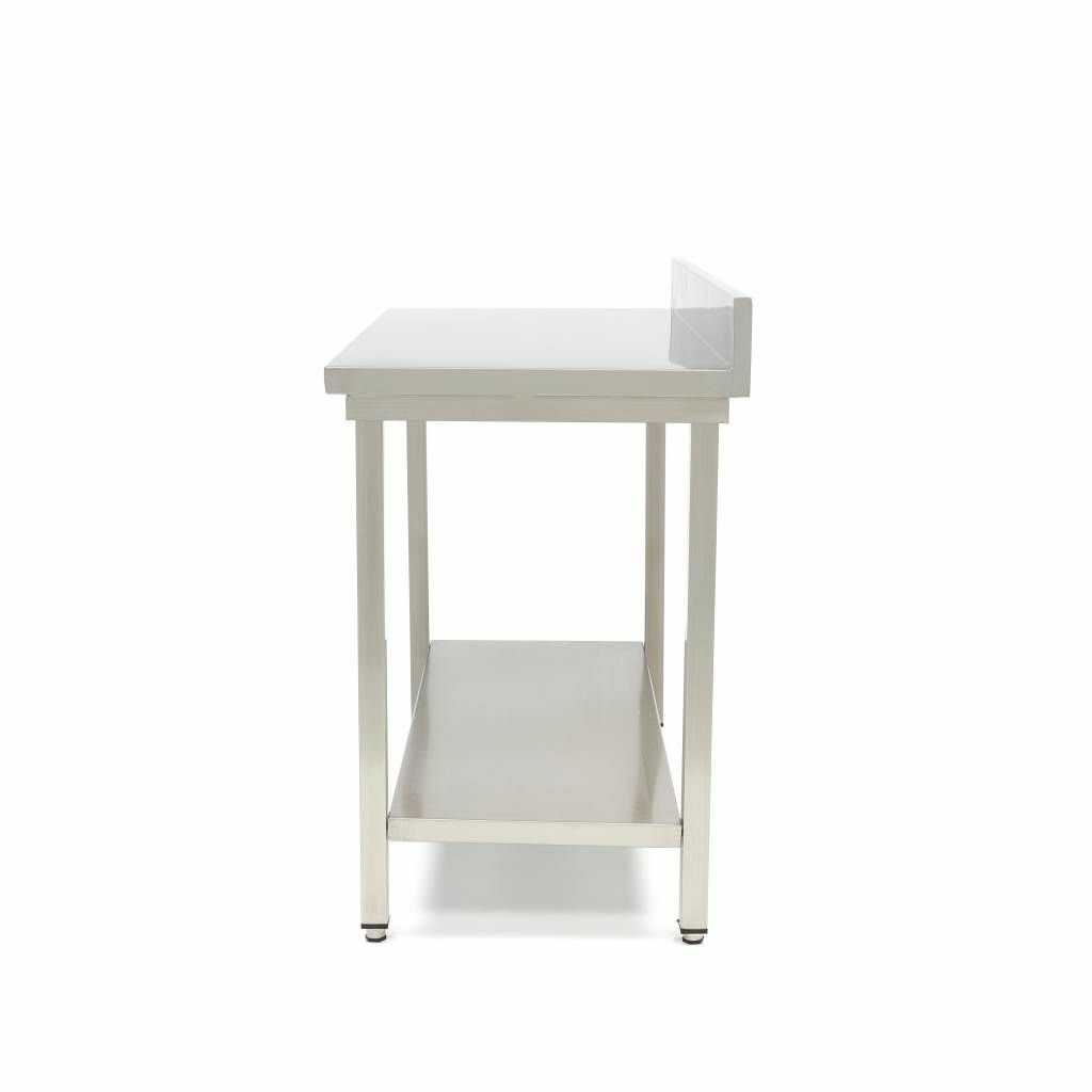 Table en acier inoxydable - 120 x 60 cm - hauteur réglable - avec dosseret et étagère de rangement – Maxima 09300983