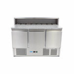 Réfrigérateur pour la préparation des pizzas - 137 cm - 3 portes - s'adapte à 8 x 1/6 GN - incl couvercle en acier inoxydable – Maxima 09400205