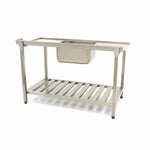 Table lave-vaisselle - 140 x 75 cm - droite - avec évier et dosseret - incl étagère de rangement – Maxima 09201040