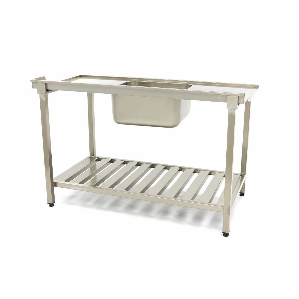 Table lave-vaisselle - 140 x 75 cm - droite - avec évier et dosseret - incl étagère de rangement – Maxima 09201040