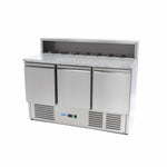 Réfrigérateur pour la préparation des pizzas - 137 cm - 3 portes - s'adapte à 8 x 1/6 GN - incl couvercle en acier inoxydable – Maxima 09400205