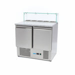 Réfrigérateur pour la préparation des pizzas - 90 cm - 2 portes - s'adapte à 5 x 1/6 GN - incl couvercle en verre – Maxima 09400207