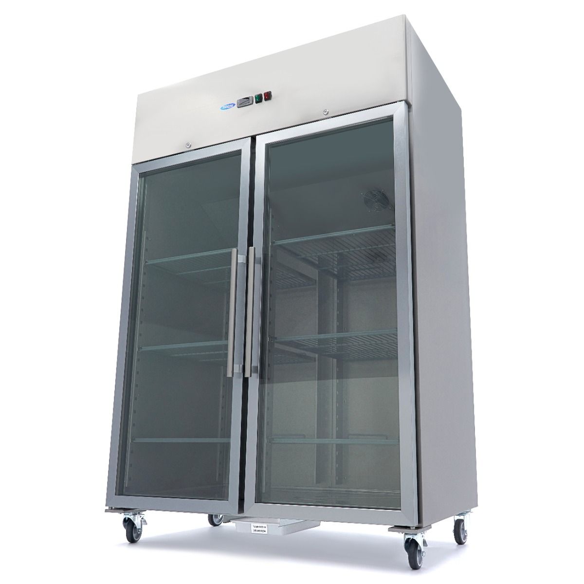 Congélateur - 1200 L - 6 étagères réglables (2/1 GN) - acier inoxydable - avec porte en verre – Maxima 09400018