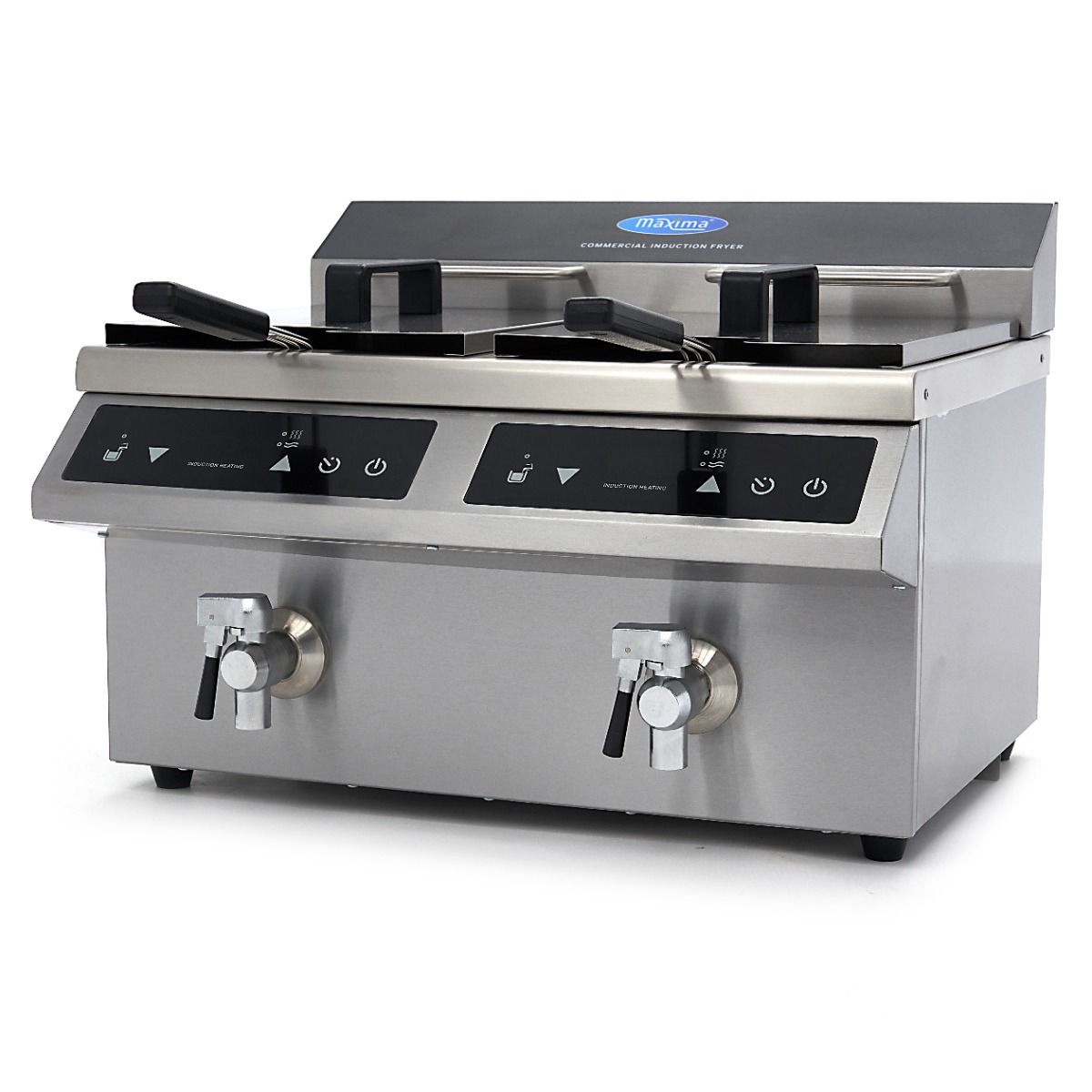 Friteuse - 2 x 8 L - 2 paniers - induction - avec robinet de vidange – Maxima 09371095