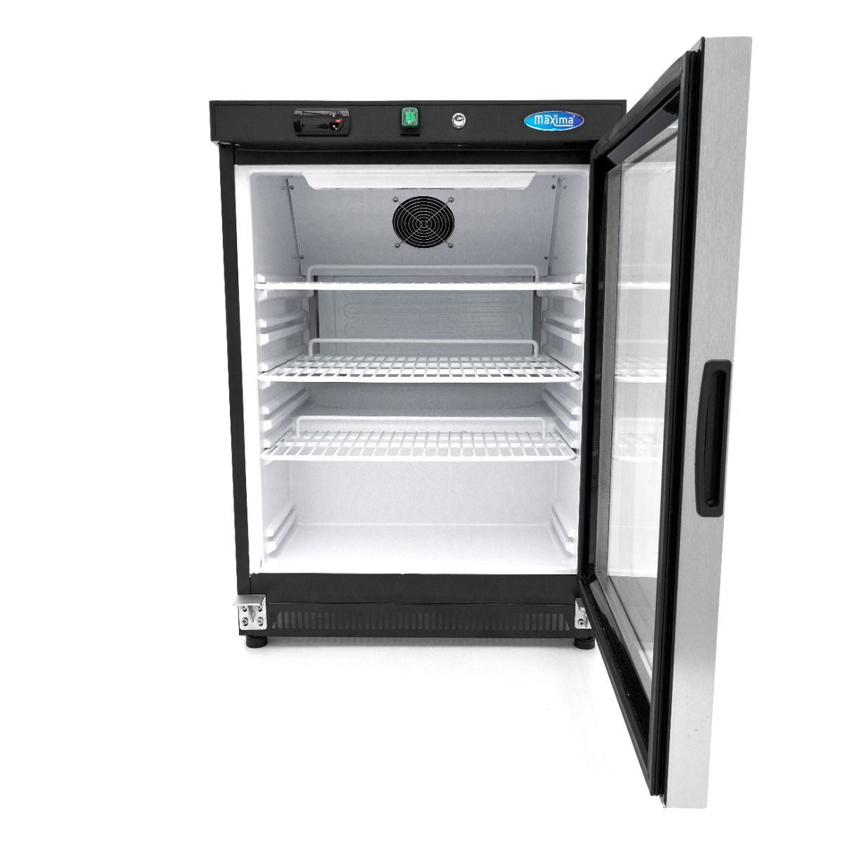 Réfrigérateur - 200 L - noir - avec porte en verre – Maxima 09405008