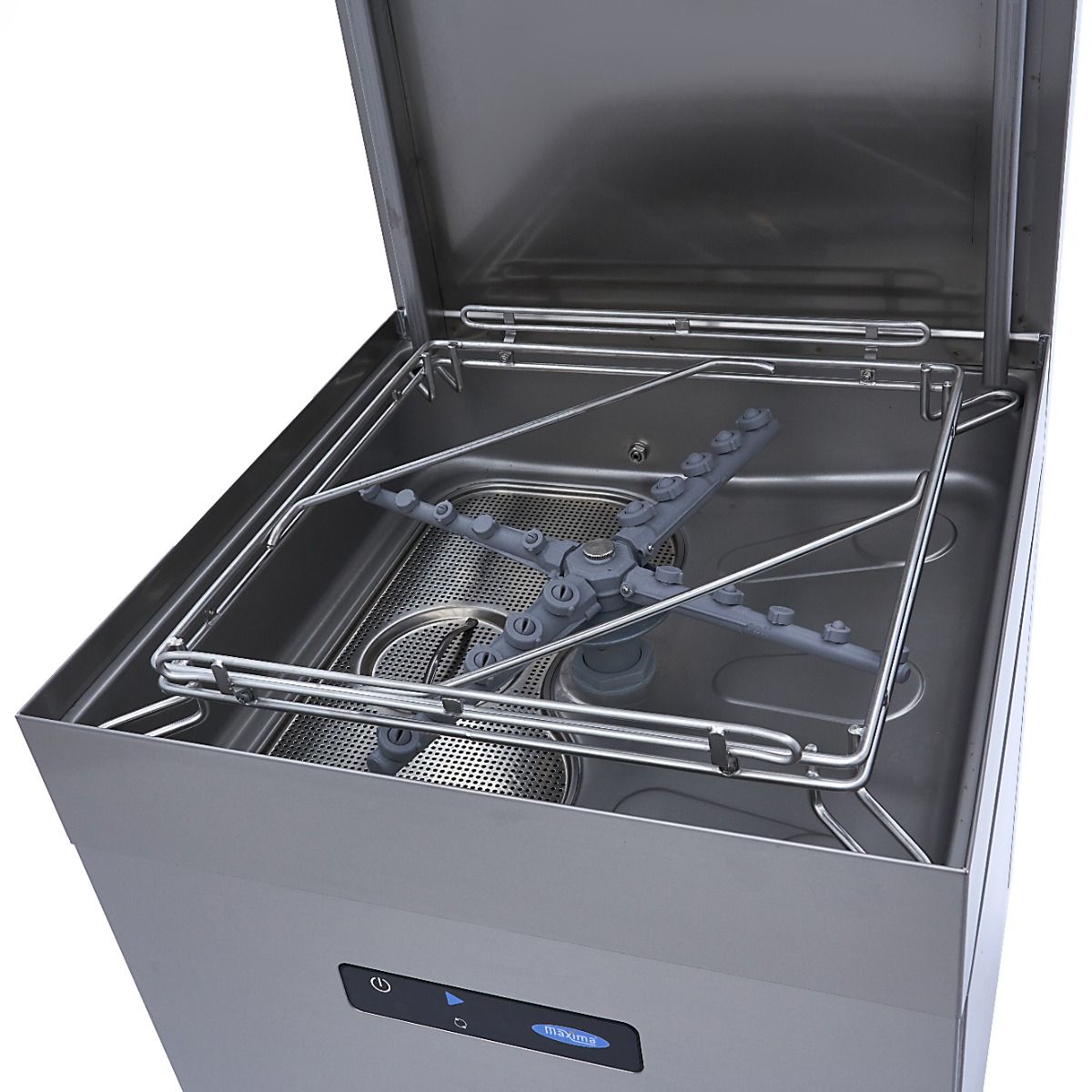 Lave-vaisselle à capot - 50 x 50 cm - avec pompes de rinçage et de savon - affichage numérique - 400V – Maxima 09211008