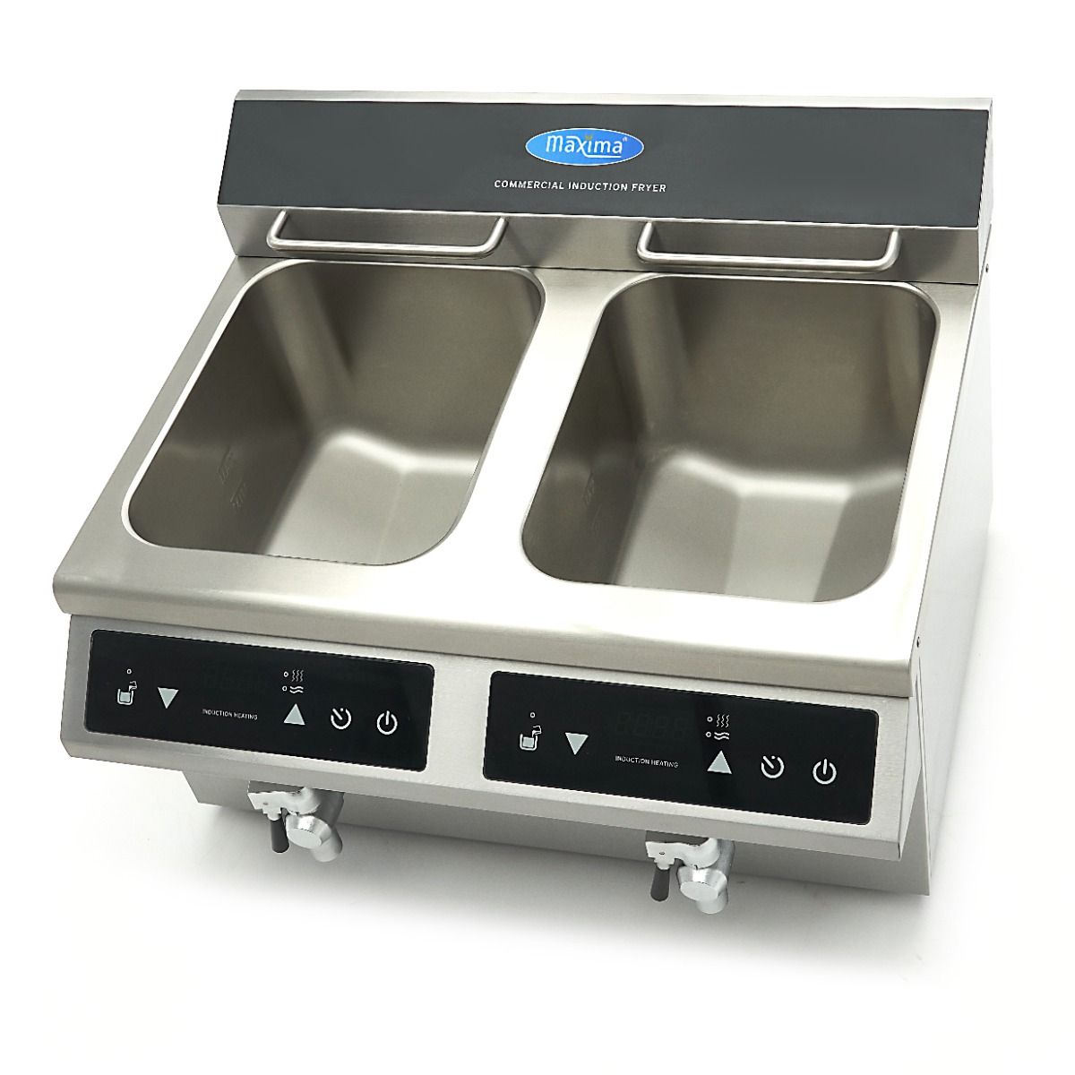Friteuse - 2 x 8 L - 2 paniers - induction - avec robinet de vidange – Maxima 09371095