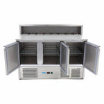 Réfrigérateur pour la préparation des pizzas - 137 cm - 3 portes - s'adapte à 8 x 1/6 GN - incl couvercle en acier inoxydable – Maxima 09400205