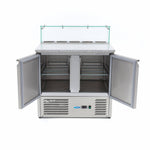 Réfrigérateur pour la préparation des pizzas - 90 cm - 2 portes - s'adapte à 5 x 1/6 GN - incl couvercle en verre – Maxima 09400207