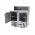 Réfrigérateur pour la préparation des pizzas - 90 cm - 2 portes - s'adapte à 5 x 1/6 GN - incl couvercle en acier inoxydable – Maxima 09400200