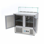 Réfrigérateur pour la préparation des pizzas - 90 cm - 2 portes - s'adapte à 5 x 1/6 GN - incl couvercle en verre – Maxima 09400207