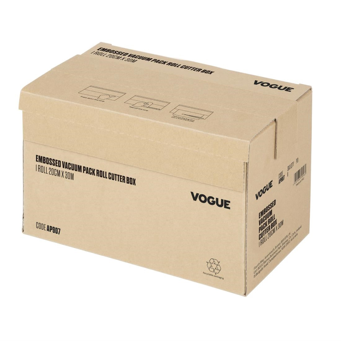 Rouleau de sacs sous-vide gaufrés avec boîte distributrice Vogue largeur 200 mm — AP907
