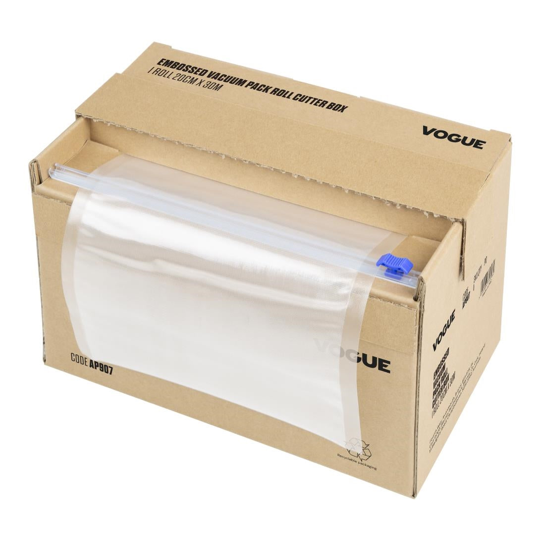 Rouleau de sacs sous-vide gaufrés avec boîte distributrice Vogue largeur 200 mm — AP907