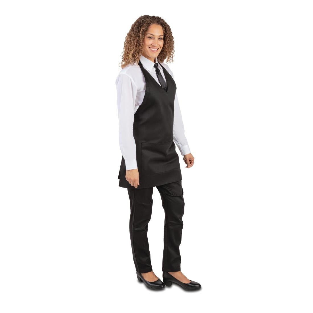 Tablier serveur col en V Whites noir — B128