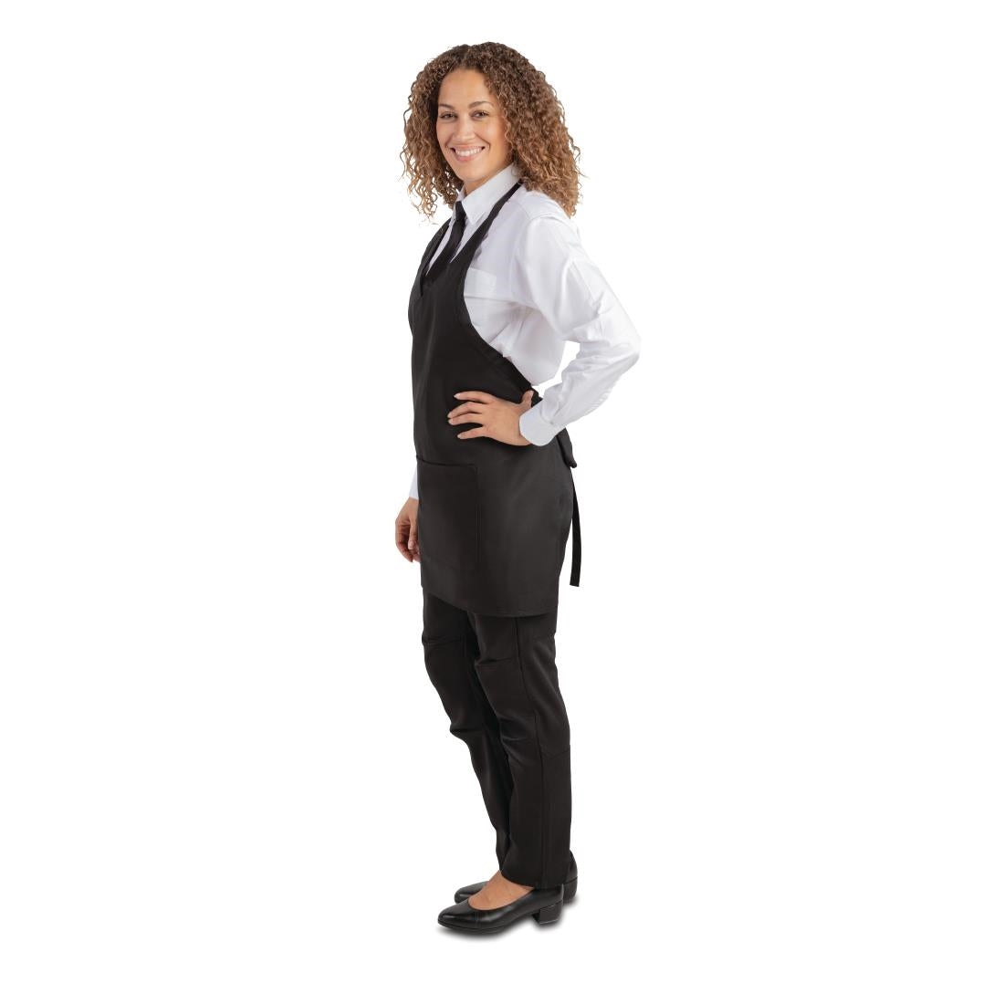 Tablier serveur col en V Whites noir — B128