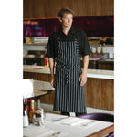 Tablier bavette tissé Chef Works Premium rayures noires et blanches — B248