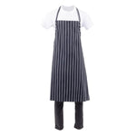 Tablier bavette tissé Chef Works Premium rayures noires et blanches — B248