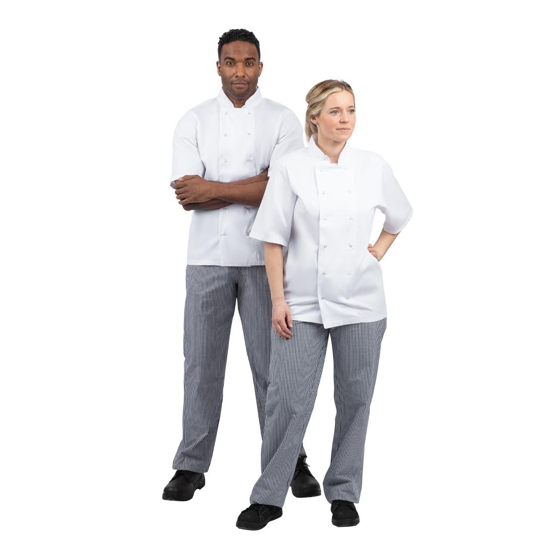 Pantalon de cuisine mixte Whites Vegas petits carreaux bleu et blanc S — B311-S
