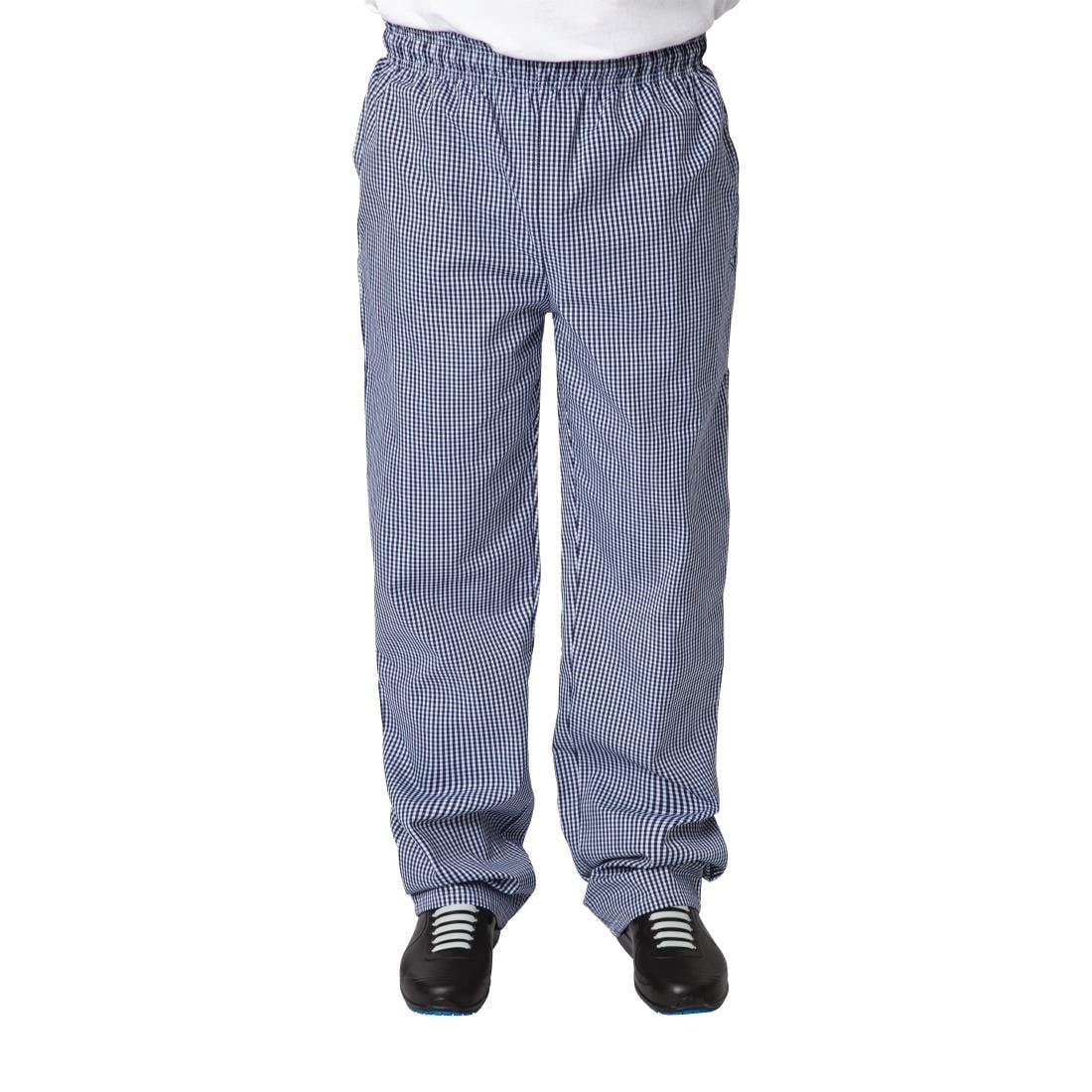 Pantalon de cuisine mixte Whites Vegas petits carreaux bleu et blanc S — B311-S