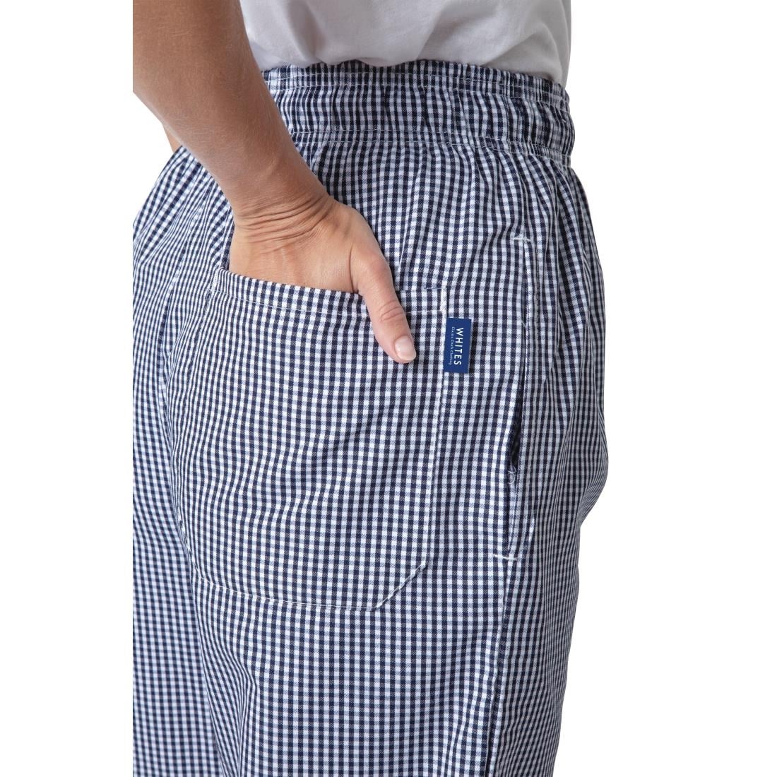 Pantalon de cuisine mixte Whites Vegas petits carreaux bleu et blanc XS — B311-XS
