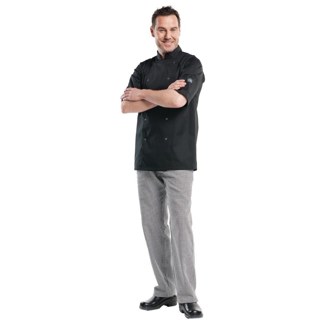 Veste de cuisine mixte Chaud Devant Hilton Poco manches courtes noire L — B508-L