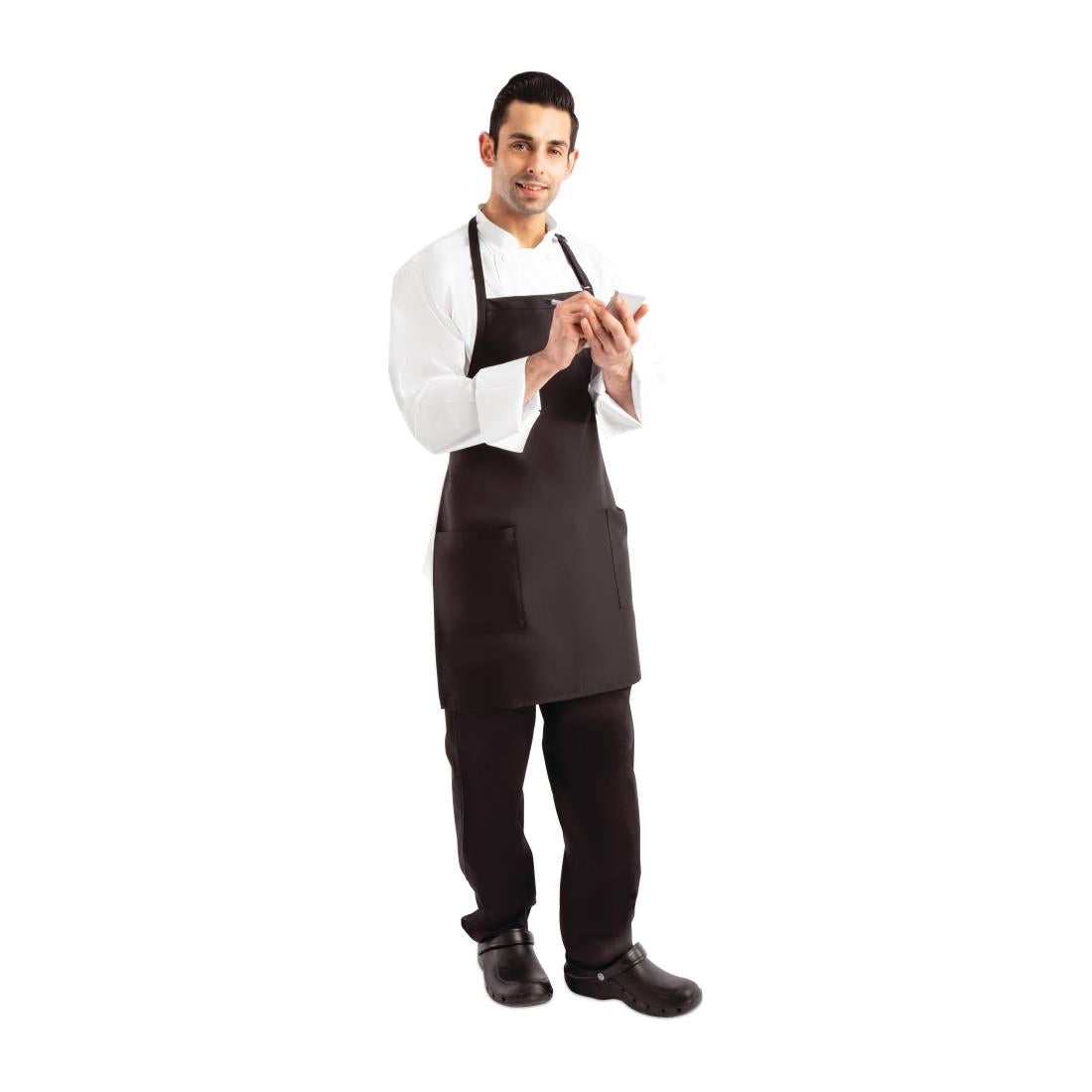 Tablier bavette avec deux poches plaquées Chef Works noir — B780
