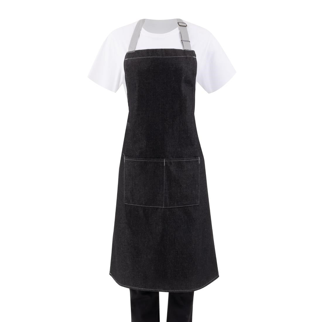 Tablier bavette denim Southside noir — B981