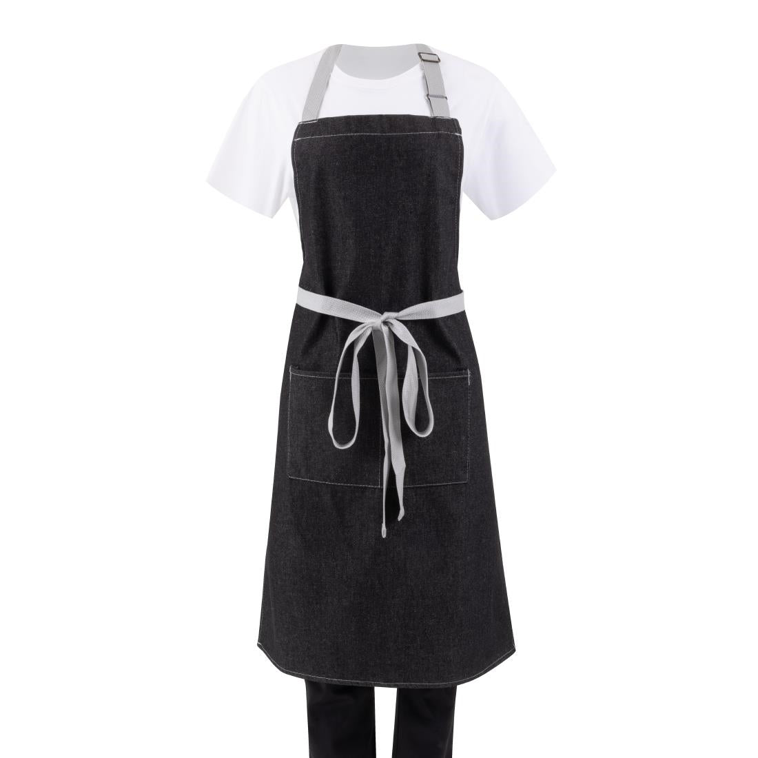 Tablier bavette denim Southside noir — B981