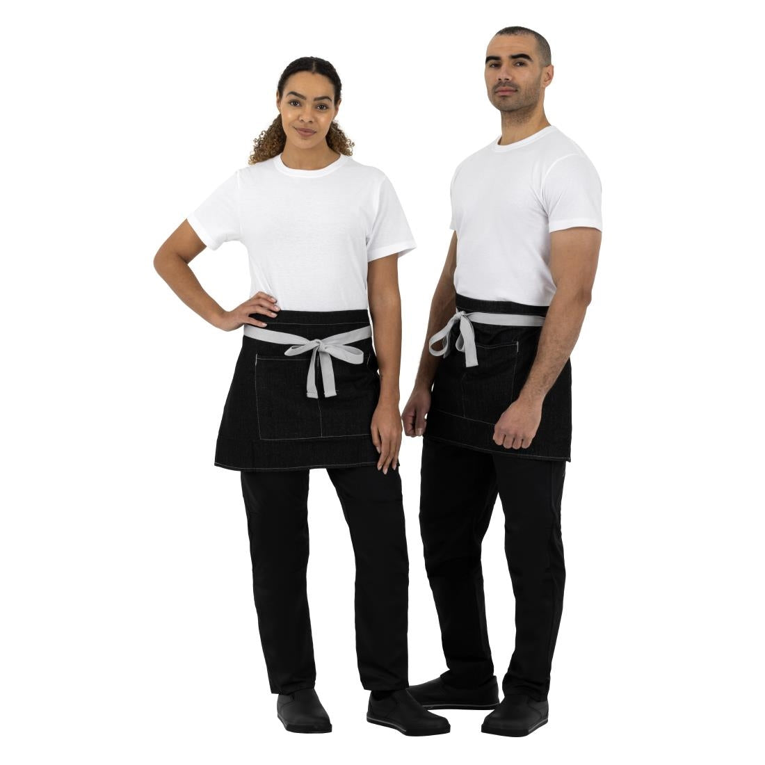 Tablier serveur court denim Southside noir 760mm — B995