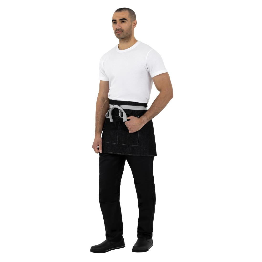 Tablier serveur court denim Southside noir 760mm — B995