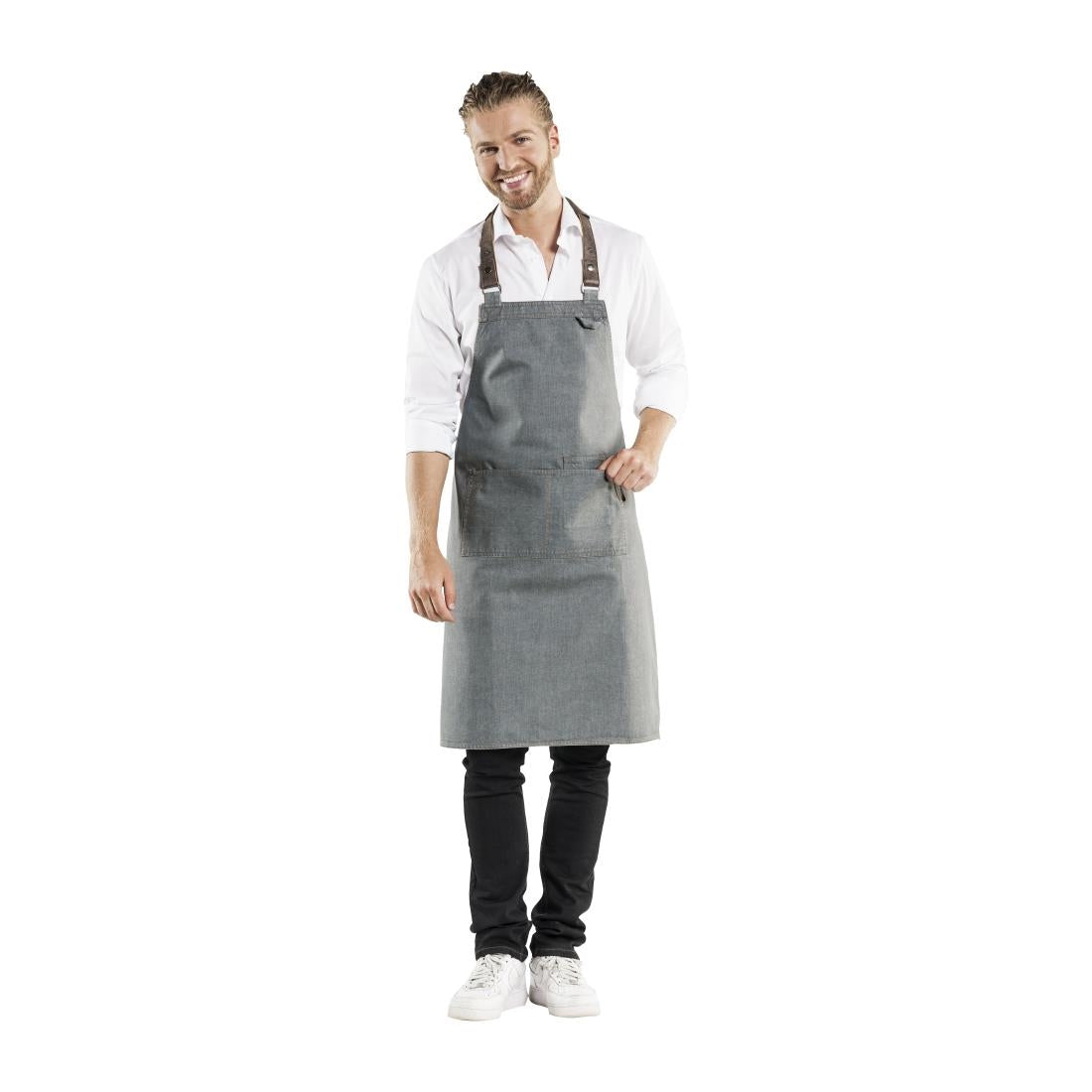 Tablier bavette mixte Chaud Devant Forene gris denim 70x90cm — BA022