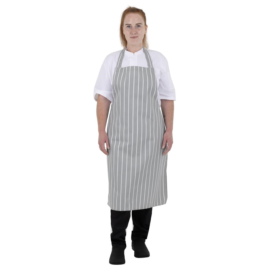 Tablier bavette rayé gris et blanc Whites — BA111