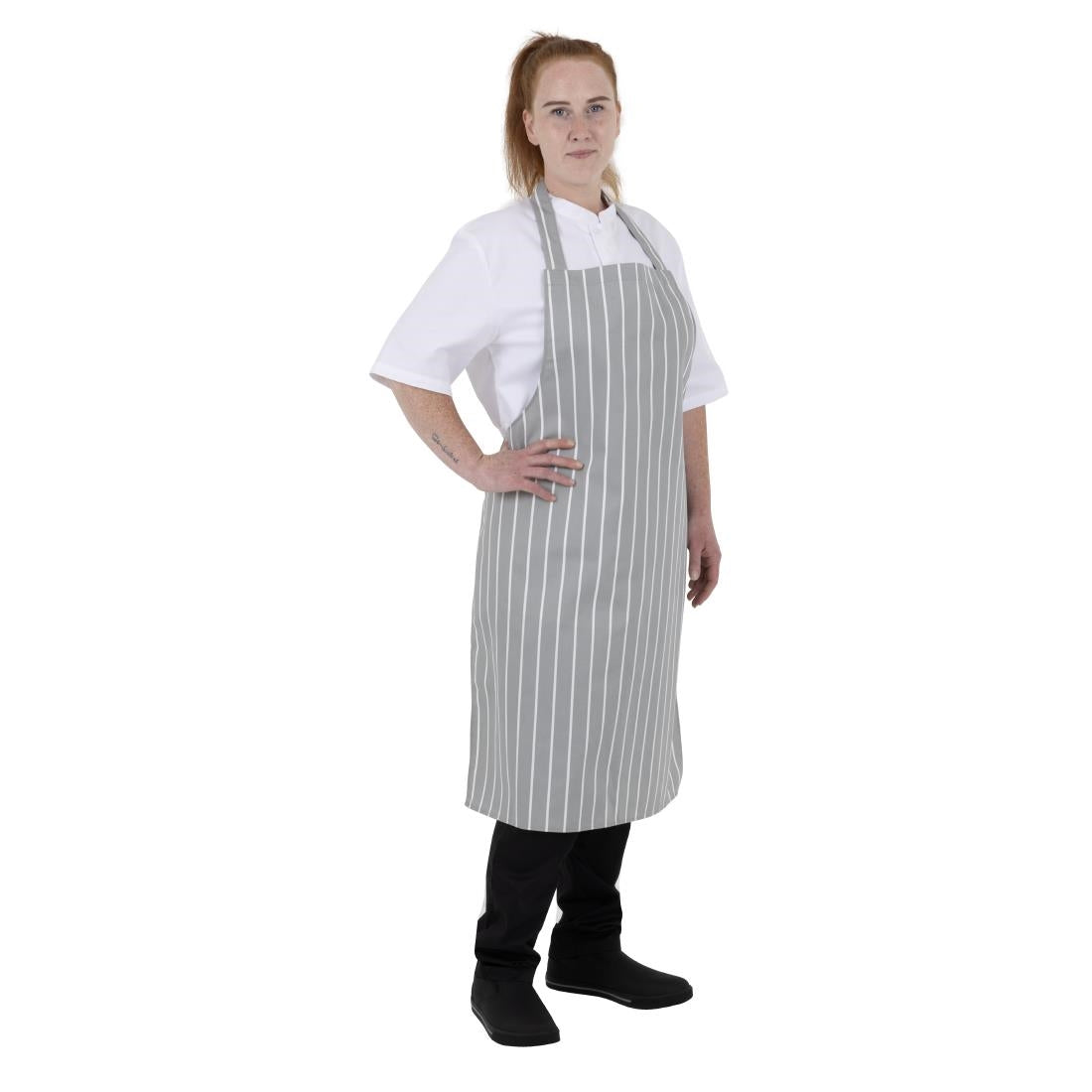 Tablier bavette rayé gris et blanc Whites — BA111