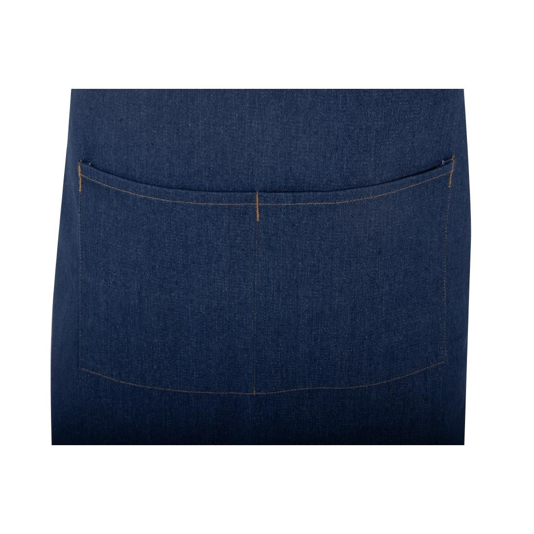 Tablier court croisé dans le dos Southside en denim bleu avec liens en cuir — BA159