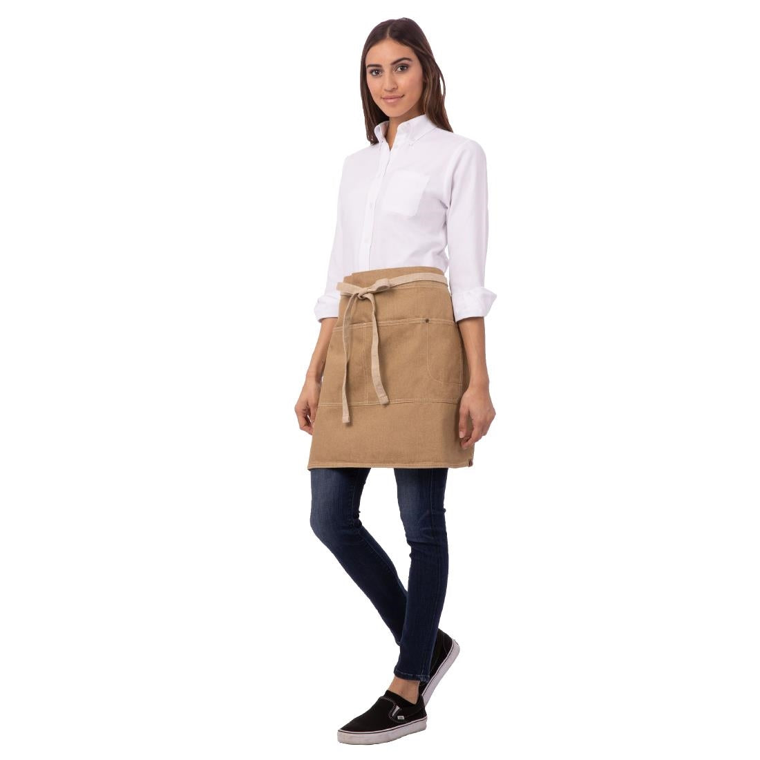 Tablier serveur court Chef Works Austin Denim beige — BB019