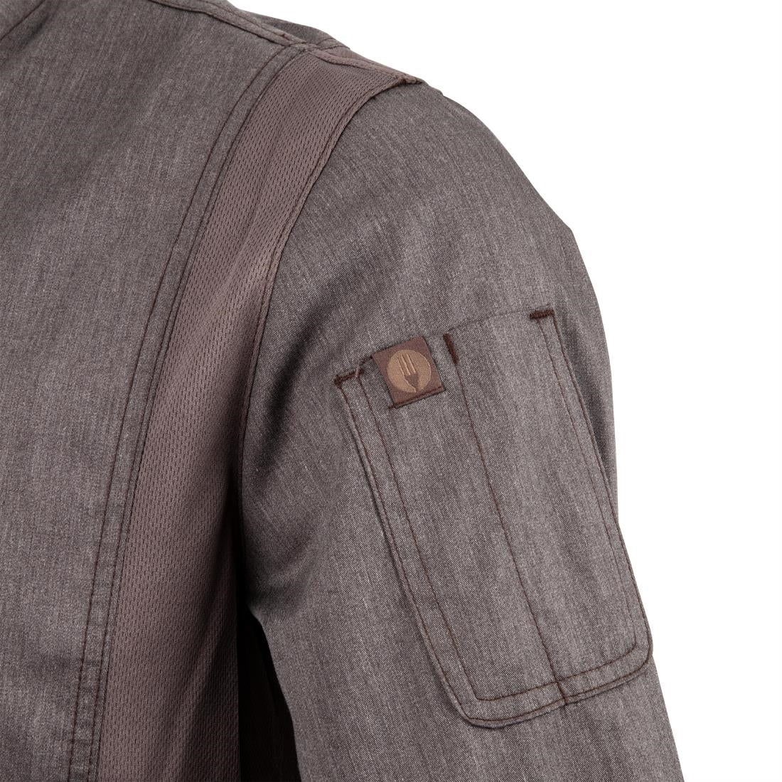 Veste de cuisine mixte légère à fermeture éclair Hartford Chef Works Urban gris graphite S — BB263-S