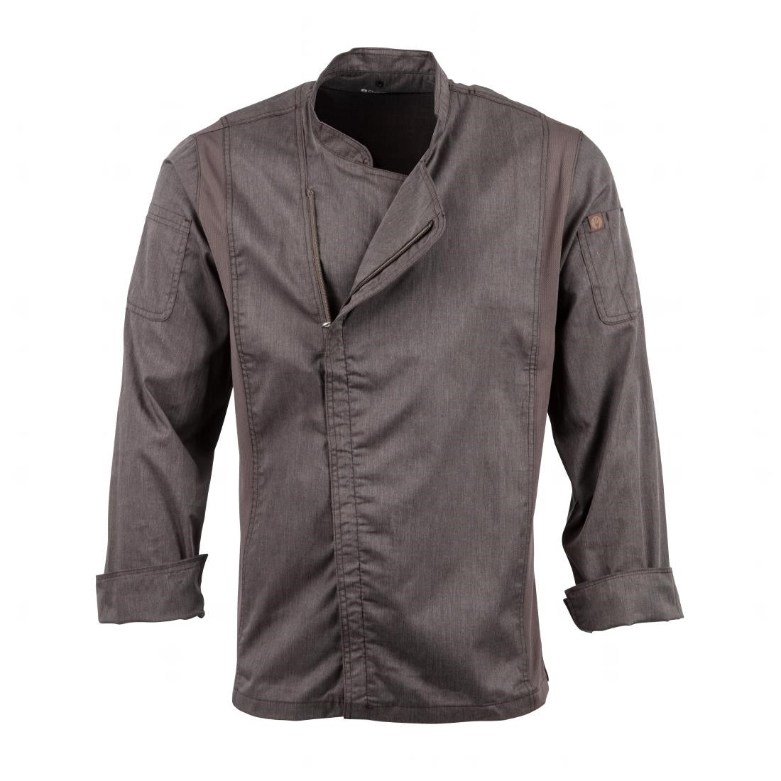 Veste de cuisine mixte légère à fermeture éclair Hartford Chef Works Urban gris graphite S — BB263-S