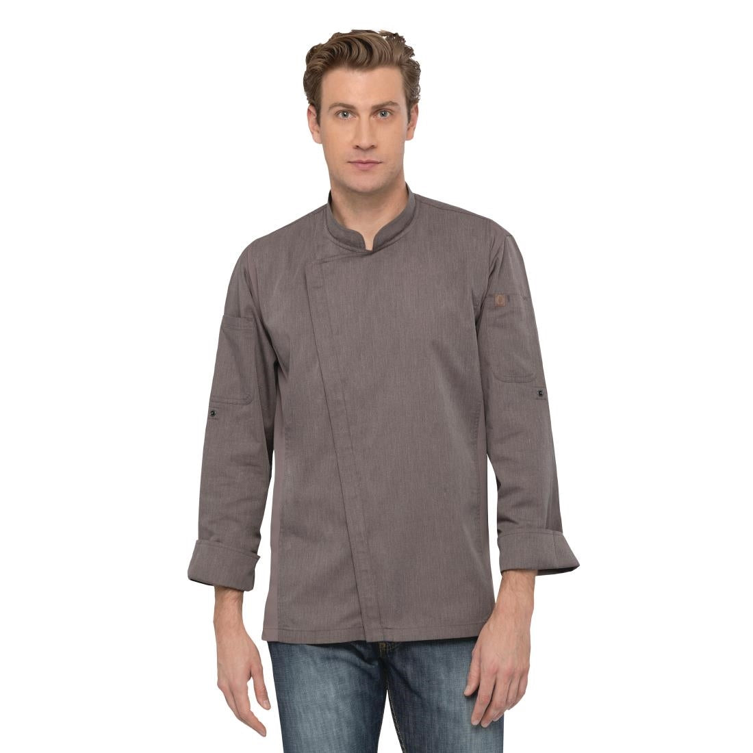 Veste de cuisine mixte légère à fermeture éclair Hartford Chef Works Urban gris graphite S — BB263-S