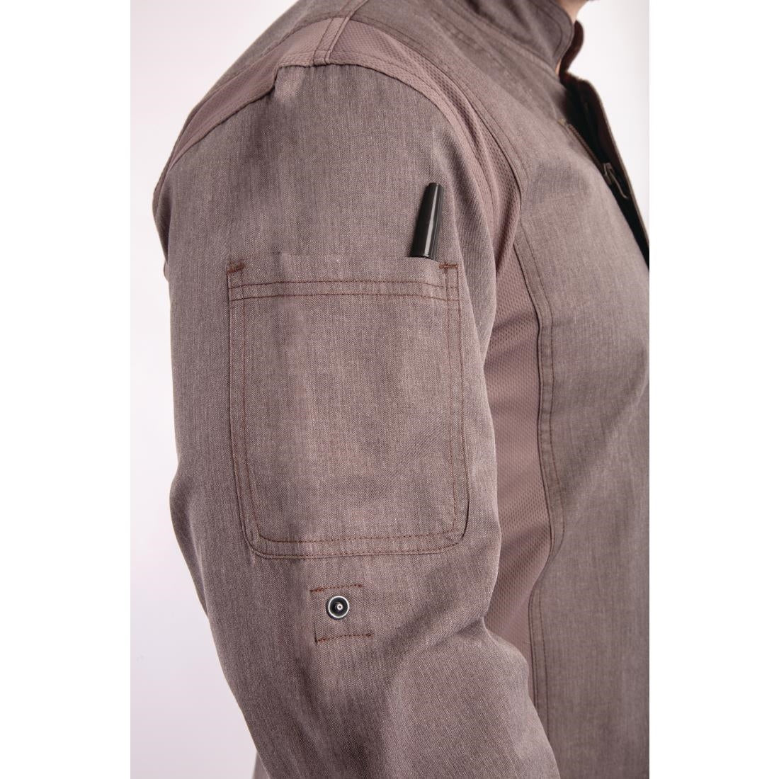 Veste de cuisine mixte légère à fermeture éclair Hartford Chef Works Urban gris graphite S — BB263-S