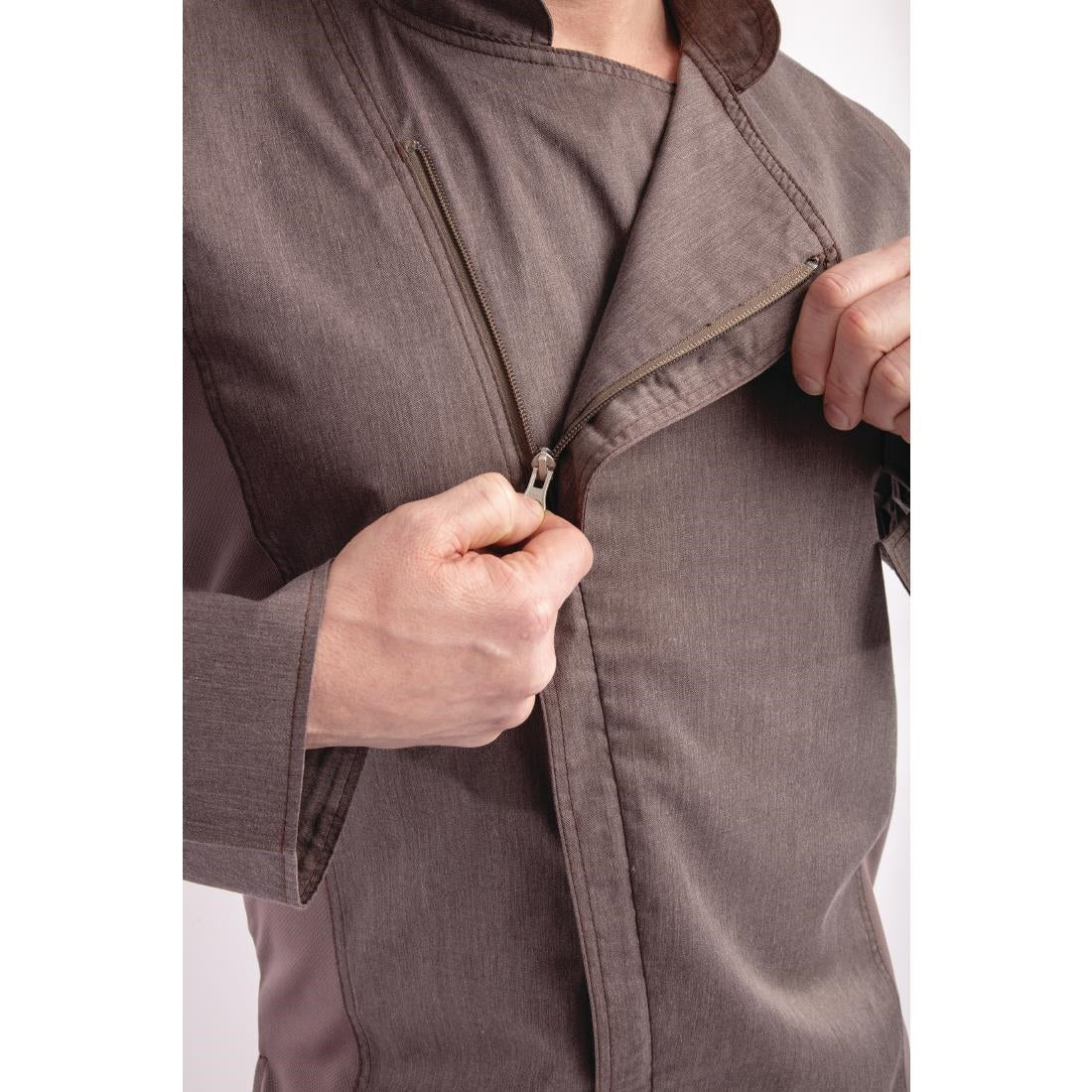Veste de cuisine mixte légère à fermeture éclair Hartford Chef Works Urban gris graphite S — BB263-S
