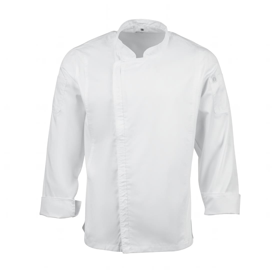 Veste de cuisine mixte légère à fermeture éclair Hartford Chef Works Urban blanche M — BB264-M